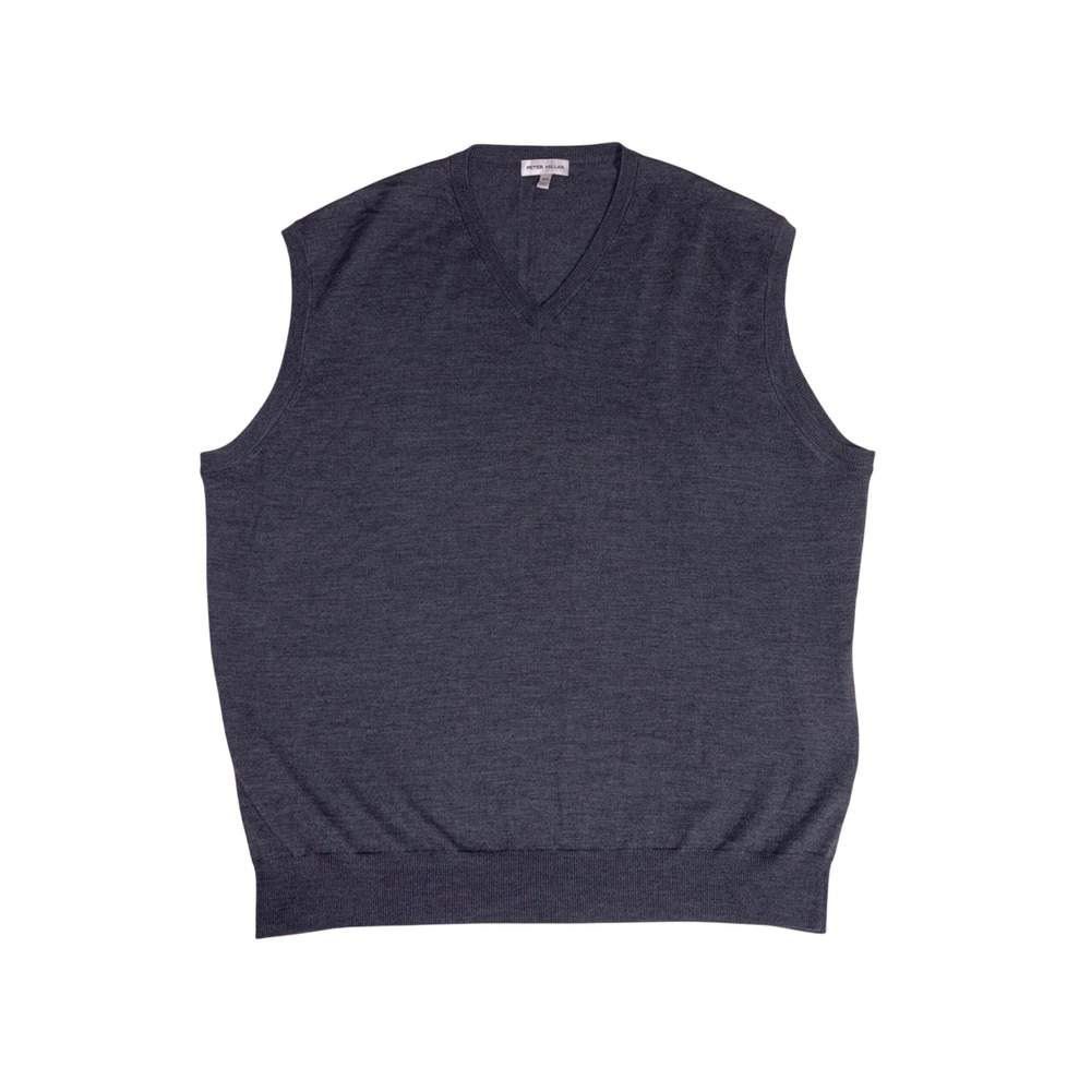 PETER MILLAR Autumn Crest Sweater Vest Mens XXL Grey Merino Wool V-Neck ME0S00